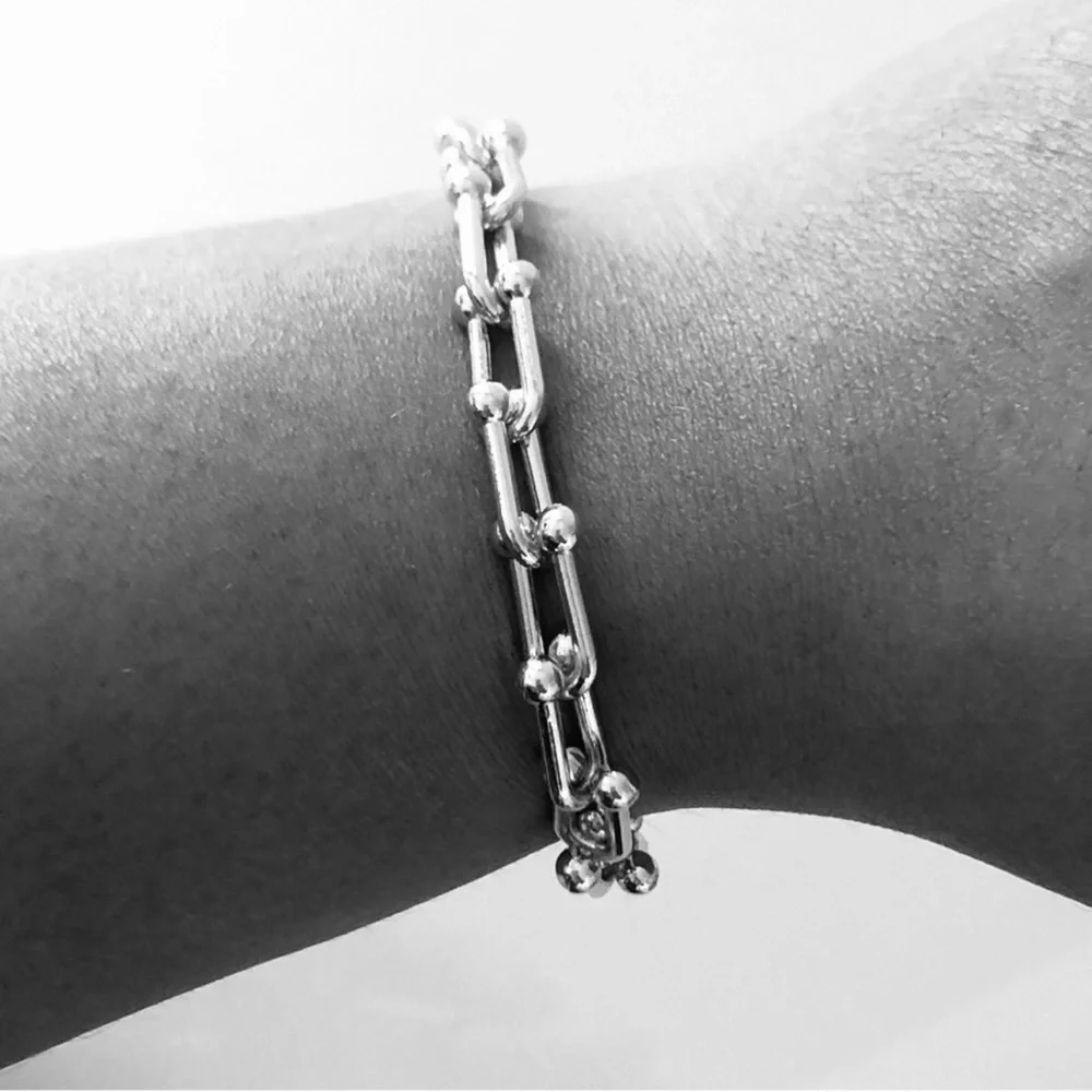 Silver Hardwear Small U Link Bracelet